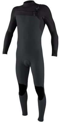 2026 O'Neill Mens Hyperfreak 4/3mm + Chest Zip Fato De Mergulho 5344 - Aço Temperado / Graphite